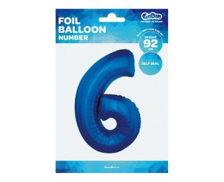 BALON FOLIOWY "CYFRA 6", NIEBIESKA, 92 CM FG-C85N6 GODAN