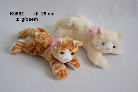 PELUCHE GATTO CON VOCE 29CM Sdraiato CON FIOCCO SUN-DAY K0562 SUN-DAY