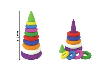 GRANDE PIRAMIDE COLORATA SORTER CERCHI PUZZLE 10 ELEMENTI GRIGLIA MAKSIK