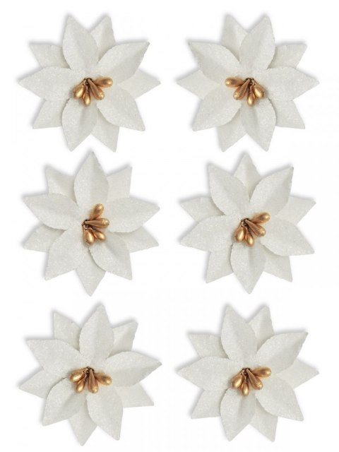 ORNAMENTO DECORATIVO FIORI AUTOADESIVI POINSETIA GLITTER BIANCO CONFEZIONE DA 6 PZ. ARGO 252038 GAL ARGO