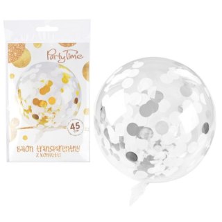 PALLONCINO FOIL CM 45 TRASPARENTE CON CONFETTI ARGENTO ARPEX BLF0034SRE ARPEX