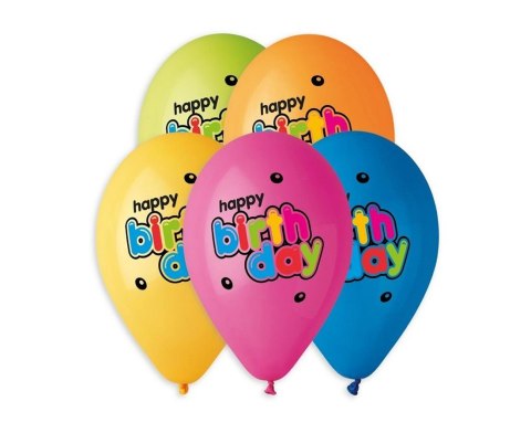 PALLONCINO PREMIUM 13" BUON COMPLEANNO GO PBH OP5PCS GODAN