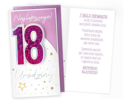 BIGLIETTO PM-277 COMPLEANNO 18 DICIOTTO, NUMERI, CARTE PASSIONE ROSA - CARTE