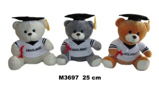 PELUCHE FIOCCO 25CM SEDUTA IN ABBIGLIAMENTO GRADUATO SA SUN-DAY