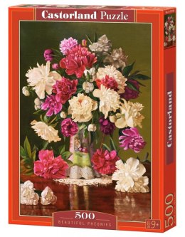 Puzzle 500 pezzi Bellissime peonie, vaso, fiori