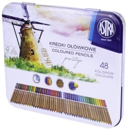 Prestige Astra matite acquarellabili in legno di cedro in una scatola di metallo di 48 colori