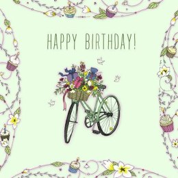 Card Swarovski quadrato CL1924 Bici di compleanno con fiori