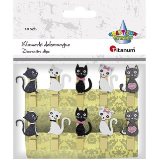 KLAMERKI DREWNIANE Z DEKOREM KOTY 10SZT. TITANUM CRAFT-FUN SERIES