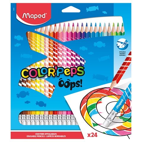 KREDKI COLORPEPS OOPS ŚCIERALNE Z GUMKĄ TRÓJKĄTNE 24 SZT.832824