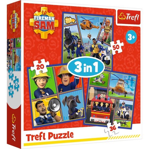 PUZZLE 3W1 DZIEŃ STRAŻAKA SAMA TREFL 34868 TREF TREFL