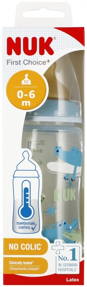 NUK MP BUTELKA Z WSKAŹNIKIEM TEMP. 300 ML 0-6M FIRST CHOICE NIEBIESKA 10741927 NUK