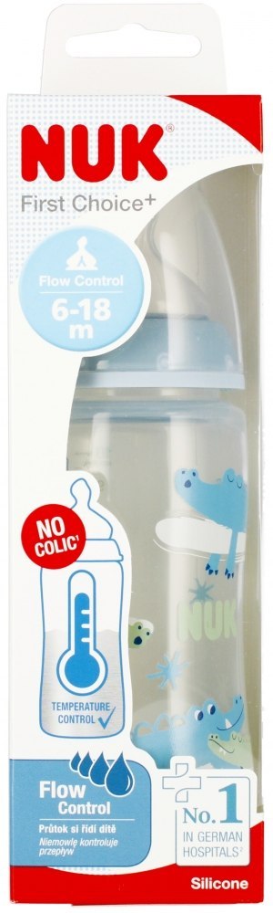 NUK MP BUTELKA Z WSKAŹNIKIEM TEMP. 300 ML 6-18M FIRST CHOICE NIEBIESKA 10741103 NUK