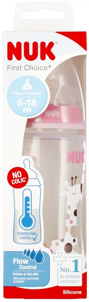 NUK MP BUTELKA Z WSKAŹNIKIEM TEMP. 300 ML 6-18M FIRST CHOICE RÓŻOWA 10741103 NUK