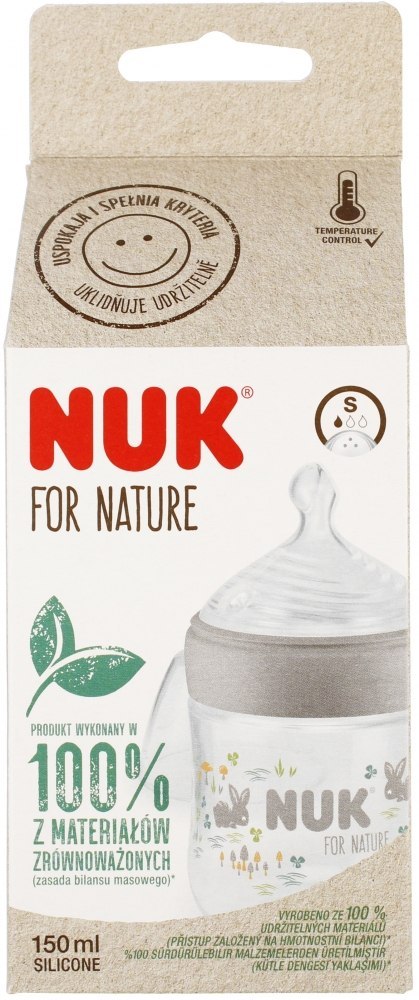 NUK MP BUTELKA ZE SMOCZKIEM SILIKONOWYM 150 ML S FOR NATURE POPIELATA