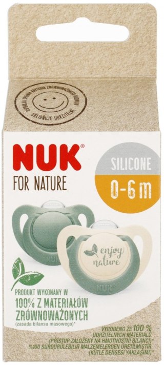 NUK MP SMOCZEK USPOKAJAJĄCY SILIKONOWY 0-6M FOR NATURE ZIELONY OP.2 SZT. 10730763 NUK