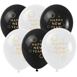 BALON DEKORACYJNY HAPPY NEW YEAR ZŁOTY NADRUK PBH OP6SZT ARPEX KB8213 ARPEX