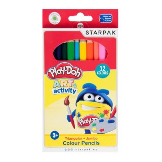 KREDKI OŁÓWKOWE 12 KOLORÓW JUMBO TRÓJKĄTNE PLAY-DOH STARPAK 453911 STARPAK