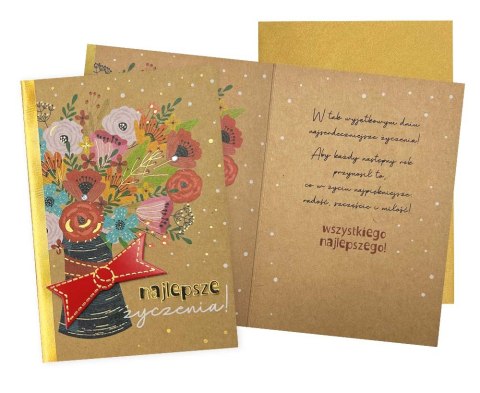 KARNET DK-1002 NAJLEPSZE ŻYCZENIA KWIATY PASSION CARDS - KARTKI