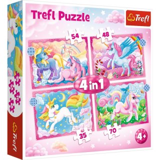 PUZZLE 4W1 JEDNOROŻCE I MAGIA TREFL 34389 TR TREFL