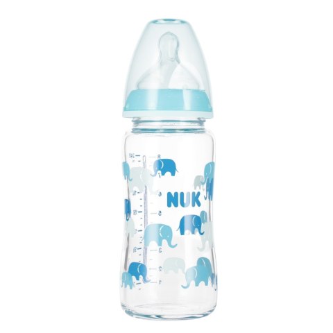 NUK BUTELKA SZKLANA Z WSKAŹNIKIEM TEMP. 240 ML 0-6M FIRST CHOICE TURKUSOWA 10745121 NUK