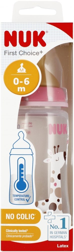 NUK BUTELKA Z WSKAŹNIKIEM TEMP. 300 ML 0-6M FIRST CHOICE RÓŻOWA 10741927 NUK