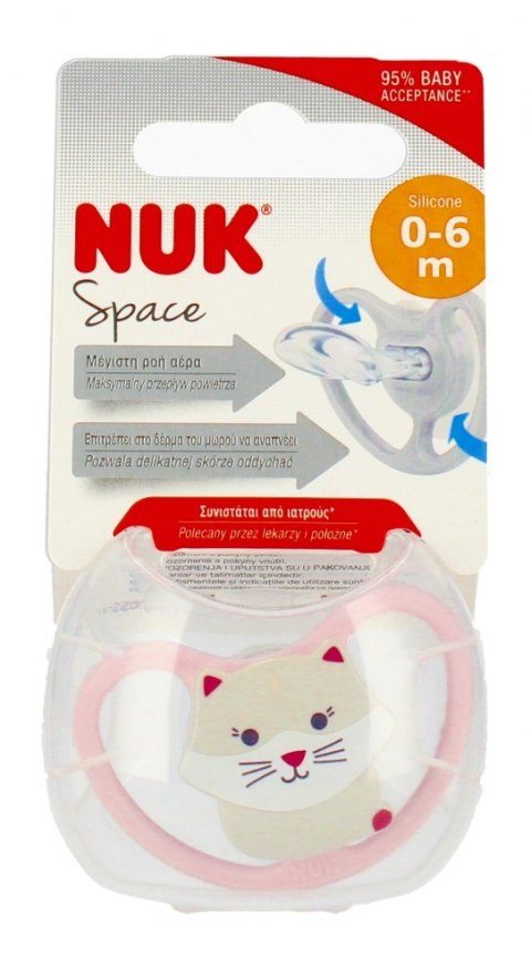 NUK SMOCZEK USPOKAJAJĄCY 0-6M SILIKONOWY SPACE KOT 10730331 NUK