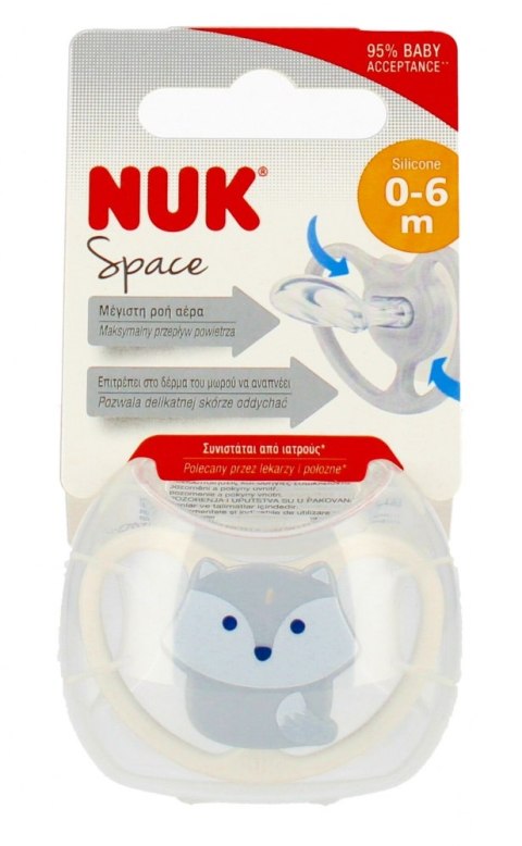 NUK SMOCZEK USPOKAJAJĄCY 0-6M SILIKONOWY SPACE LISEK 10730331 NUK