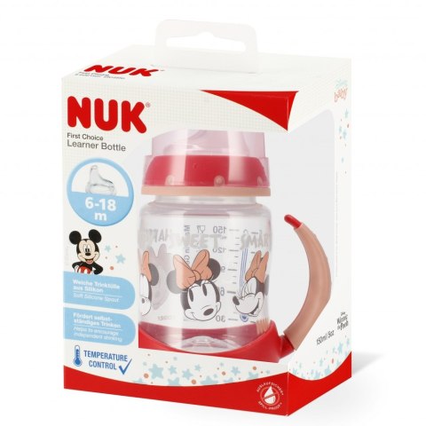 NUK BUTELKA 150 ML 6M Z UCHWYTEM FIRST MIKI CZERWONA 10215336 NUK