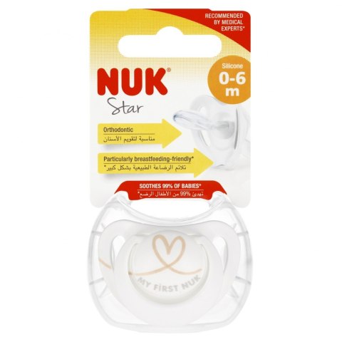 NUK SMOCZEK USPOKAJAJĄCY SILIKONOWY 0-6M STAR BIAŁY 10730717 NUK