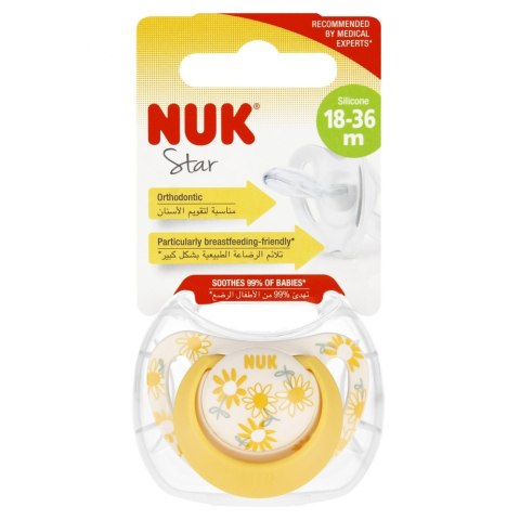 NUK SMOCZEK USPOKAJAJĄCY SILIKONOWY 18-36M STAR ŻÓŁTY 10739748 NUK