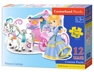 PUZZLE 12 MAXI PODŁOGOWE, KONTUROWE PRINCESS CARRIAGE CASTORLAND B-120017 CASTOR