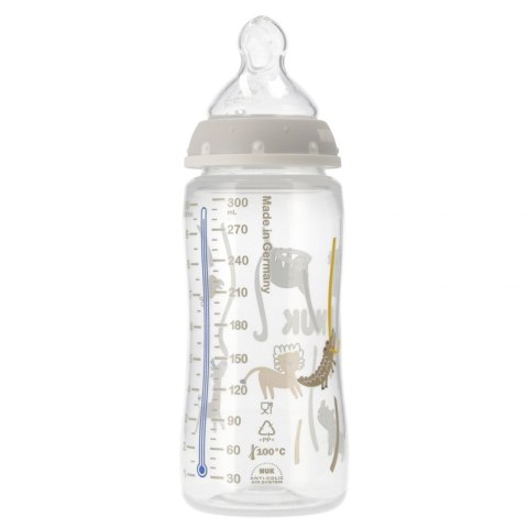 NUK BUTELKA Z WSKAŹNIKIEM TEMP. 300 ML 6-18M FIRST CHOICE POPIELATA 10741088 NUK