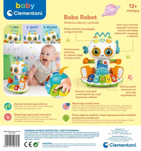 ROBOT INTERAKTYWNY BOBO B/O 32X30X20 CLEMENTONI 50703 CLEMENTONI