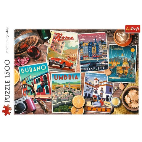 PUZZLE 1500 ELEMENTÓW PODRÓŻE PO EUROPIE TREFL 26199 TR