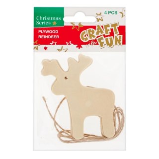 ORNAMENTO DECORATIVO IN LEGNO BN PENDENTE RENNA CRAFT CON DIVERTIMENTO 438500