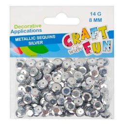 BOTTONI IN PAILLETTES METALLIZZATE 8MM ARGENTO CRAFT WITH FUN 290857 CRAFT WITH FUN