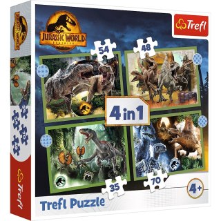 PUZZLE 4W1 GROZNE DINOZAURY TREFL 34607