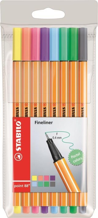 PENNA PUNTA FINE 88 SET 8 COLORI PASTELLO STABILO 88/8-01 STABILO