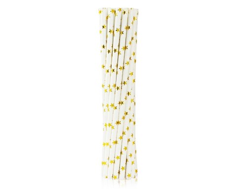 TUBO DI PAGLIA PAP. STELLE ORO, 6X197MM / 12 PZ. MOTIVO LUCIDO SG-RPZG12 GODAN