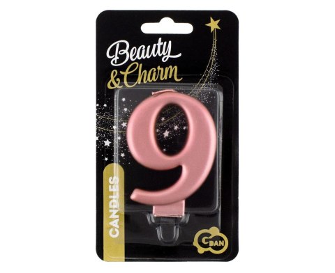 CANDELA NUMERO 9, ORO ROSA METALLIZZATO, 8.0 CM PF-SCRZ9 GODAN